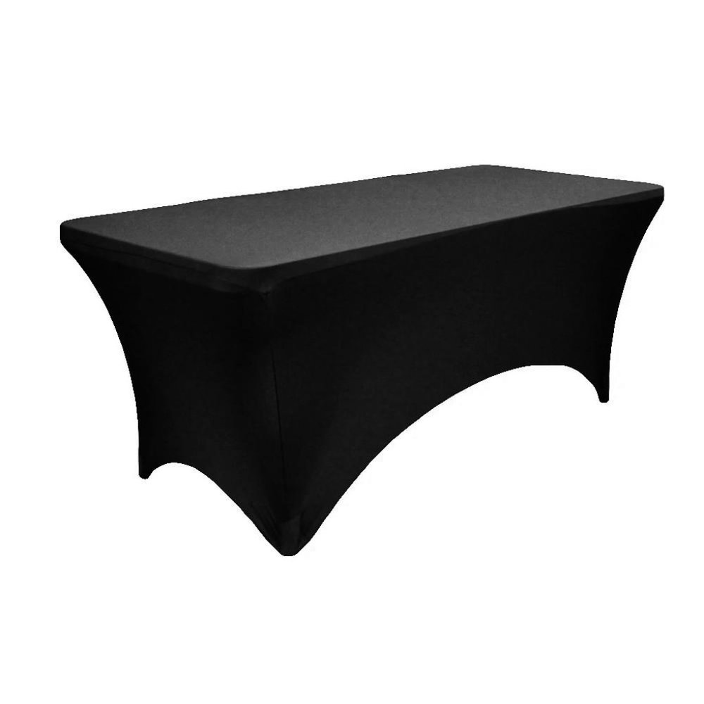 BLACK SPANDEX TABLETOP COVER FOR STANDARD 6', RECTANGULAR SERVING TABLE